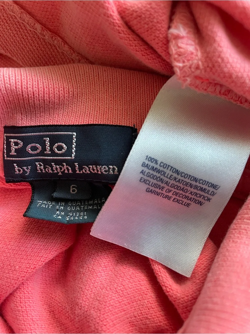 Ralph Lauren Pink Short-Sleeve Cotton Polo with Green Logo Girls Size 6